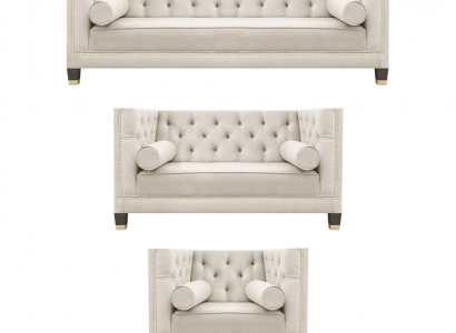 Weiß Sofagarnitur Textilsofa Wohnzimmer Luxus 3+2+1 Einrichtung Chesterfield